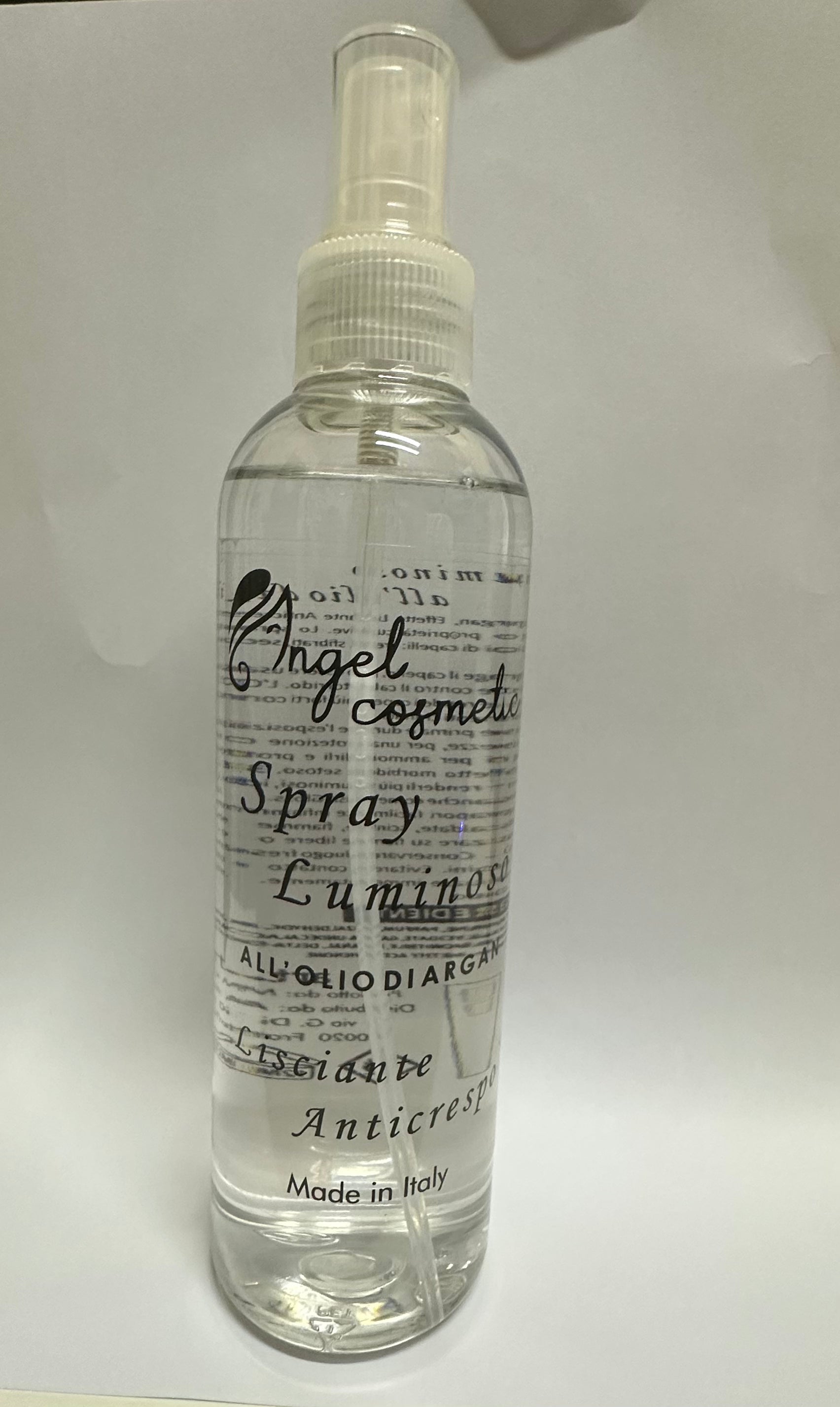 Lucido angel cos all olio di argan spray luminoso lisciante anti crespo made in italy